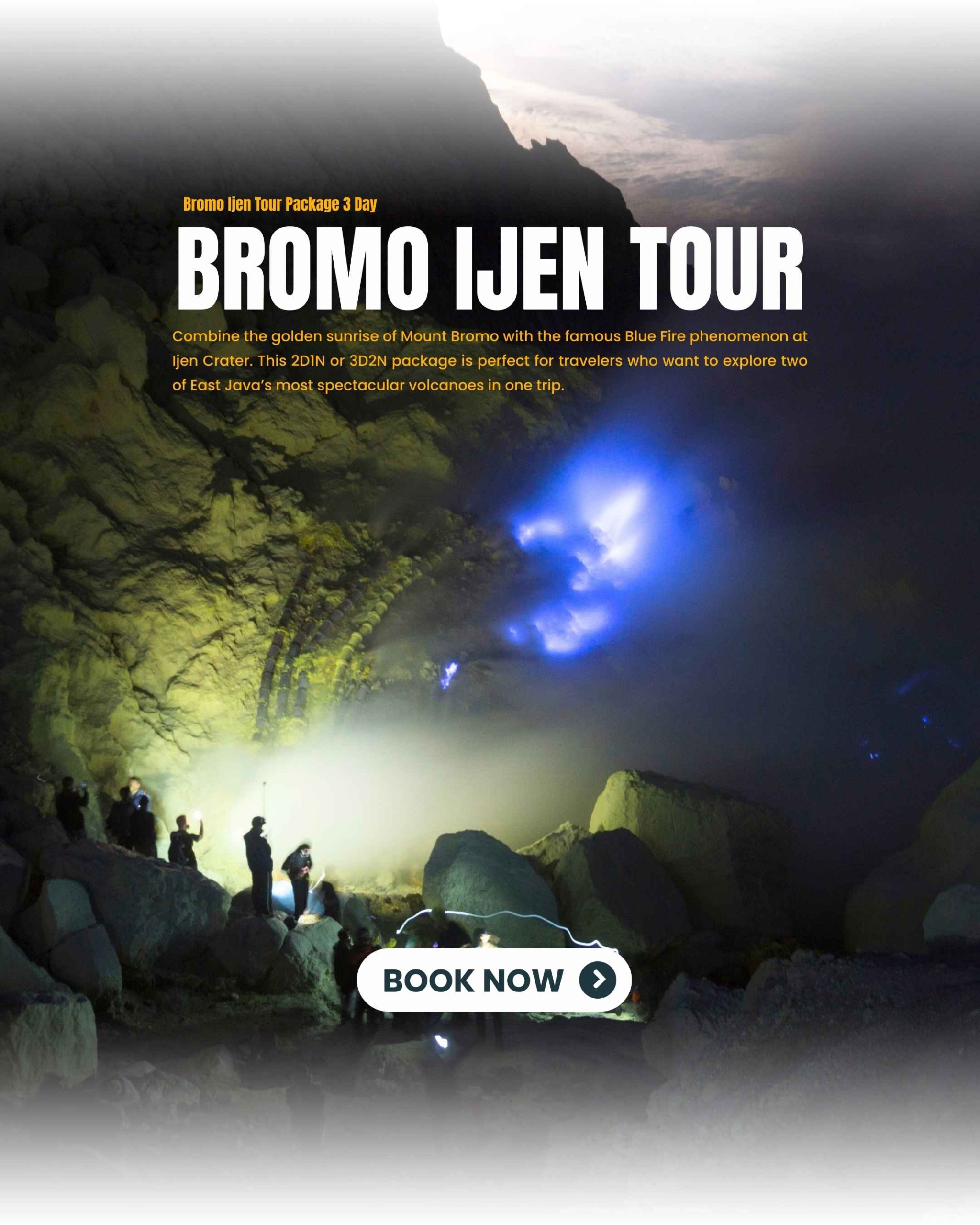 Ijen Crater blue fire experience during Bromo Ijen tour package