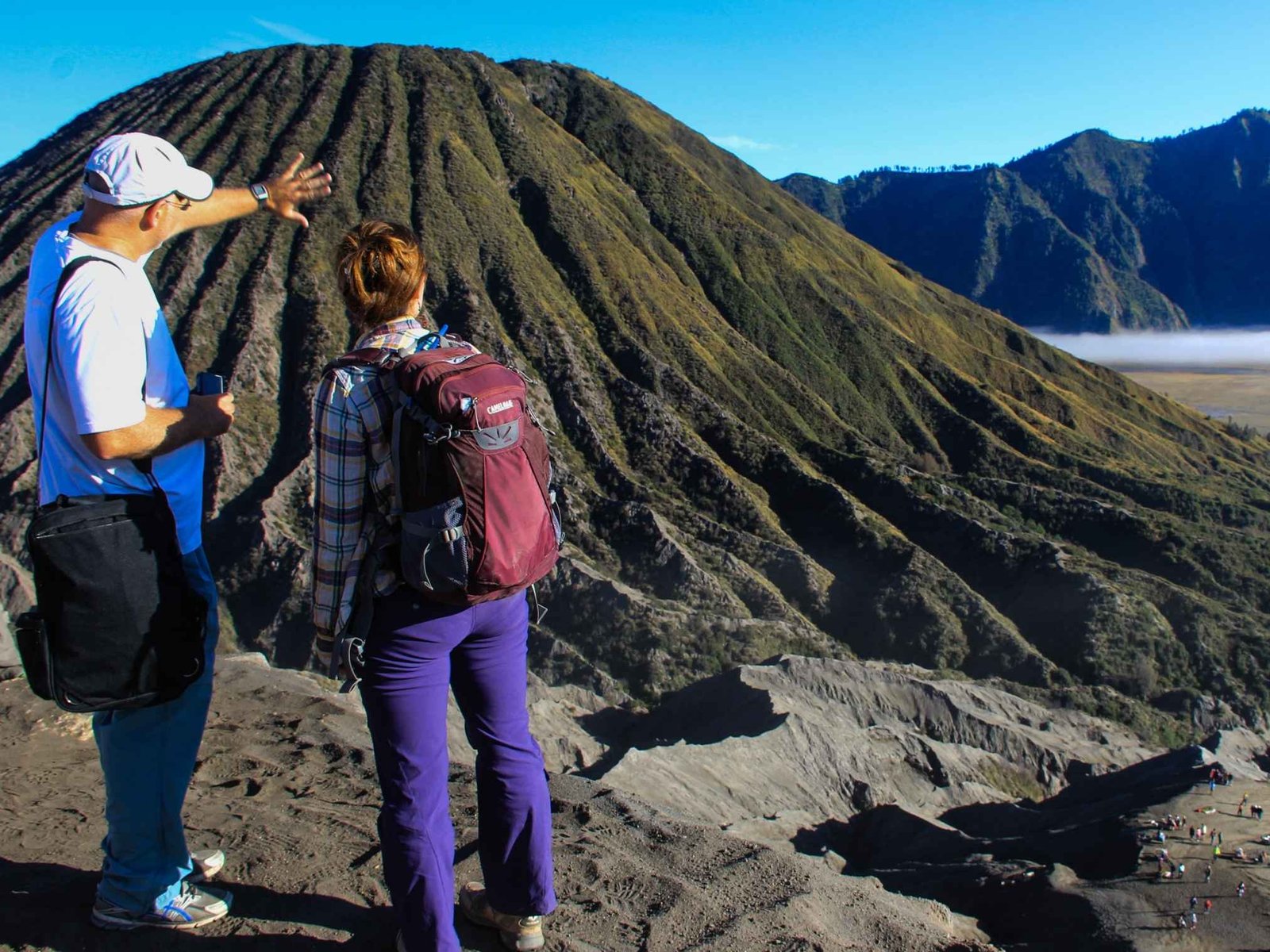 Bromo crater trekking stairs leading to the rim of the active volcano during a Mount Bromo sunrise tour
