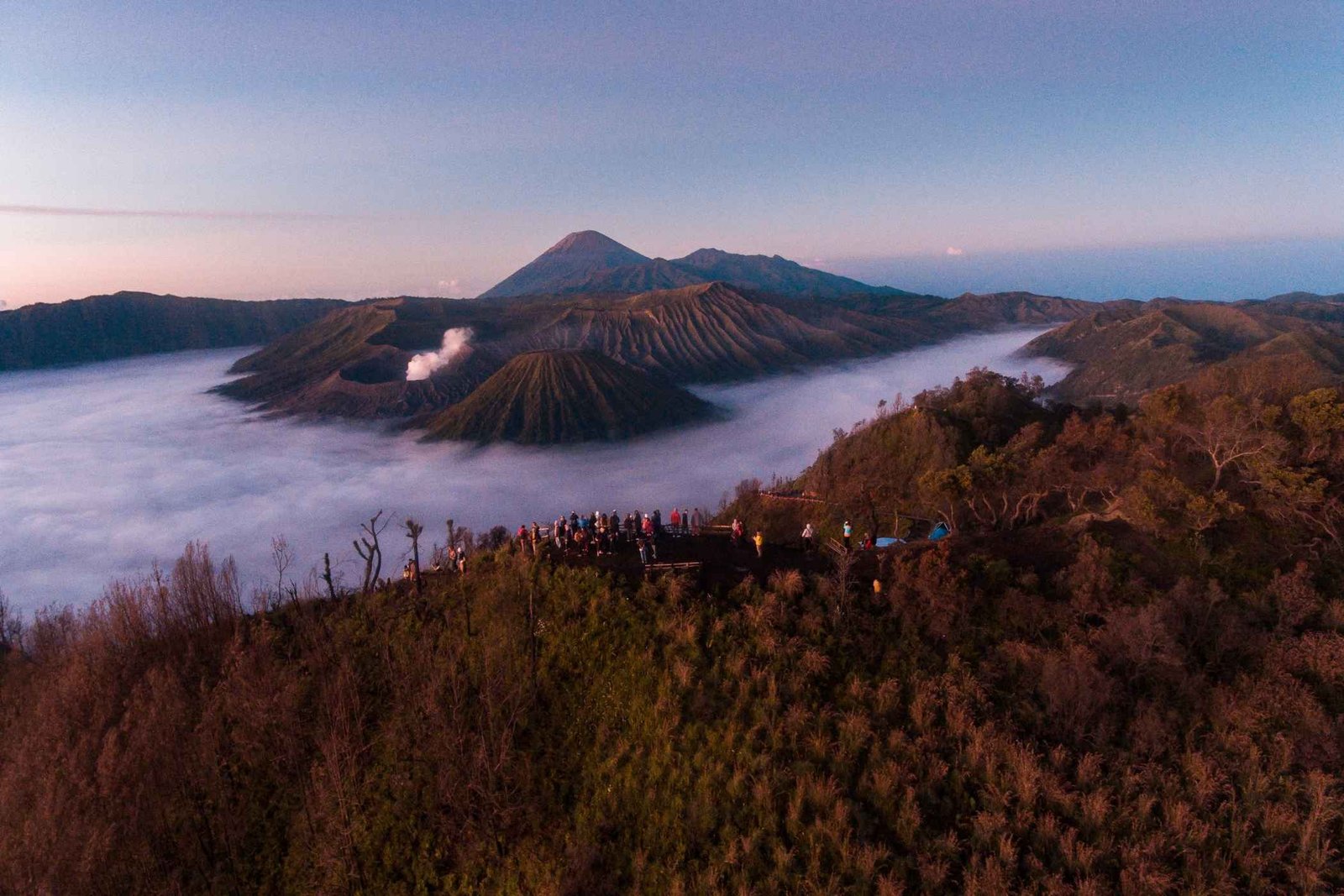 Mount Bromo sunrise from King Kong Hill viewpoint overlooking Tengger caldera